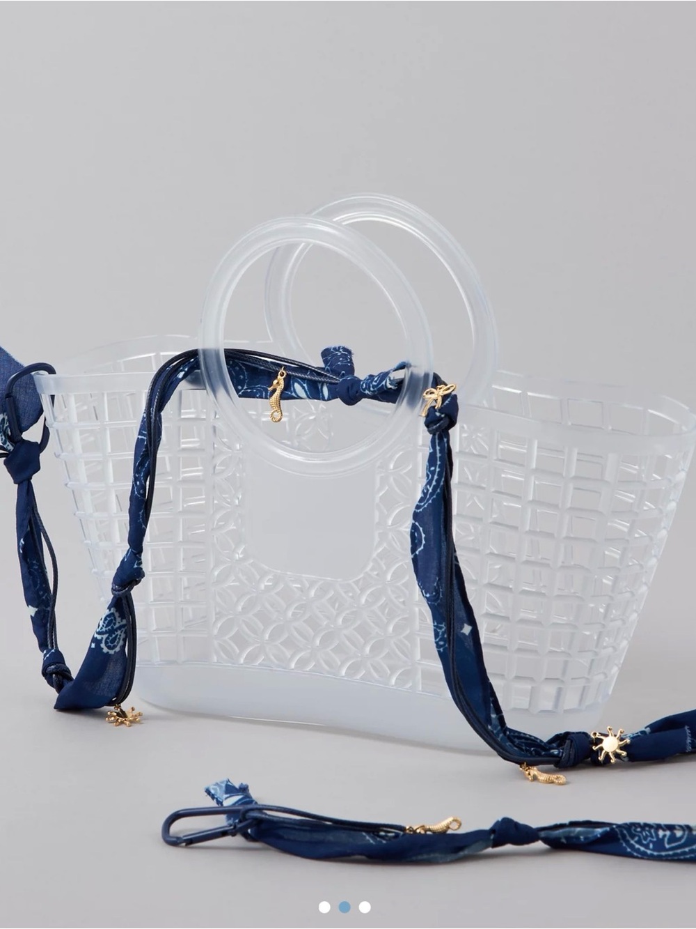 American Eagle Outfitters Clear Tote with Navy Bandana Handles